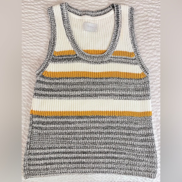 LUCKY BRAND Mustard Colorblock Knit Tank Top/Vest Size Medium - Picture 1 of 10